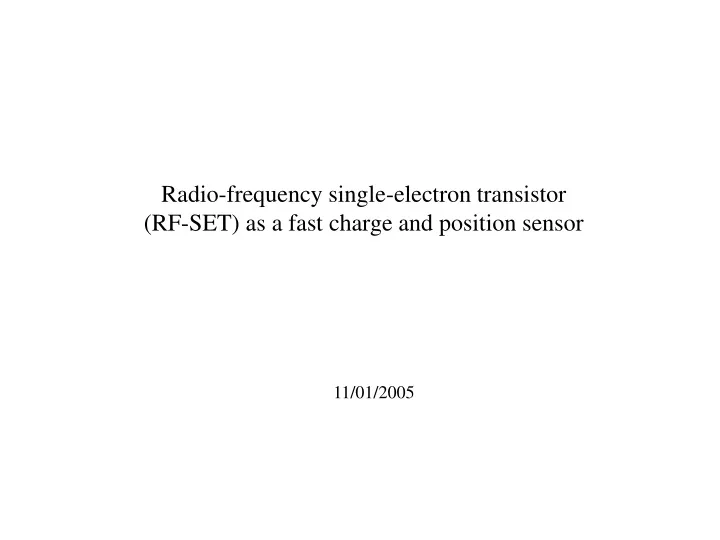 radio frequency single electron transistor