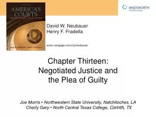 Chapter Thirteen:  Negotiated Justice and  the Plea of Guilty