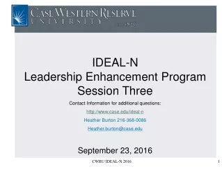IDEAL-N  Leadership Enhancement Program Session Three