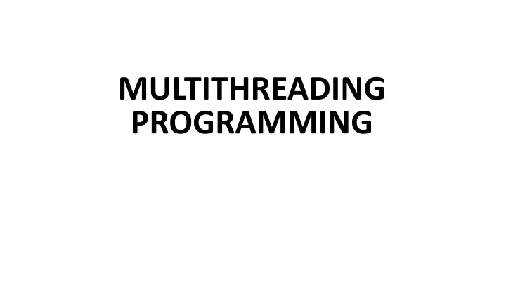 multithreading programming