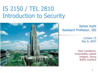 IS 2150 / TEL 2810 Introduction to Security