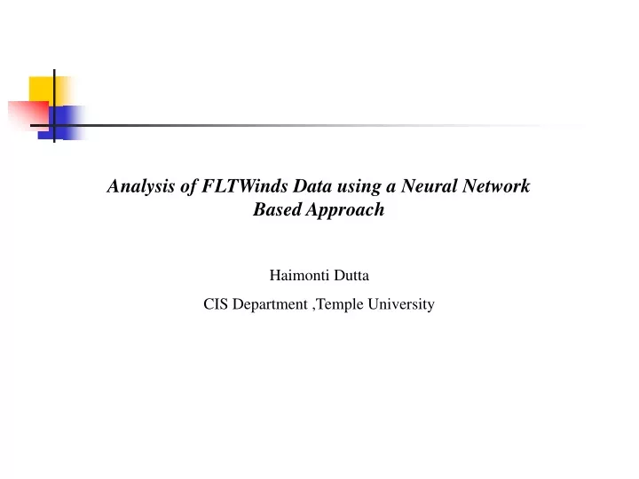 analysis of fltwinds data using a neural network