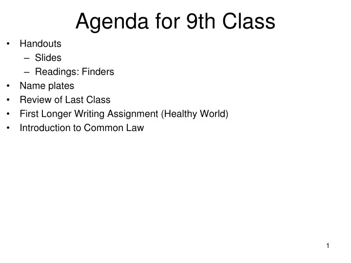 agenda for 9th class