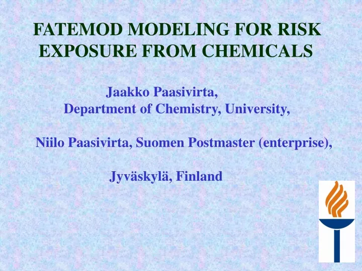 fatemod modeling for risk exposure from chemicals