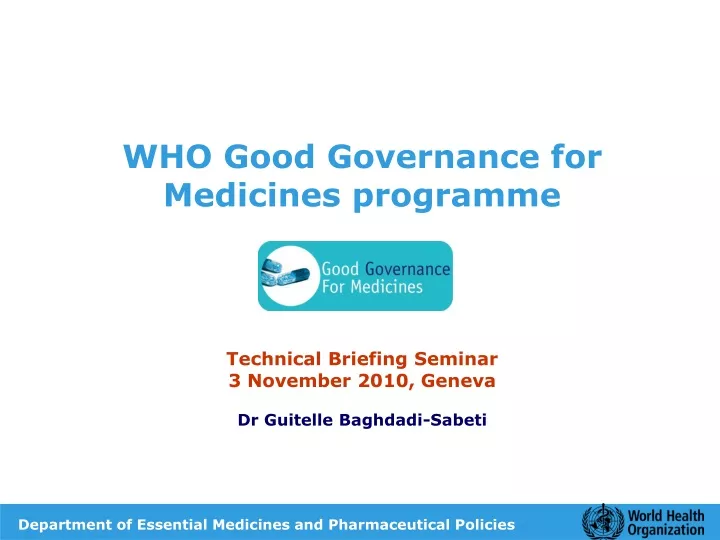 who good governance for medicines programme