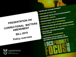 PRESENTATION ON   CORRECTIONAL  MATTERS AMENDMENT  BILL-2010 Policy overview