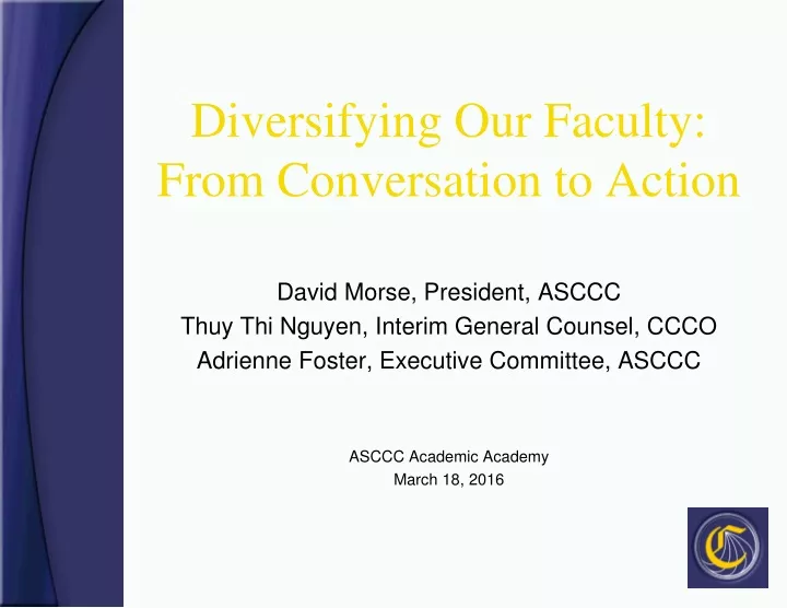 diversifying our faculty from conversation to action