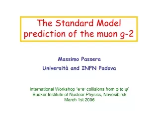 the standard model prediction of the muon g 2