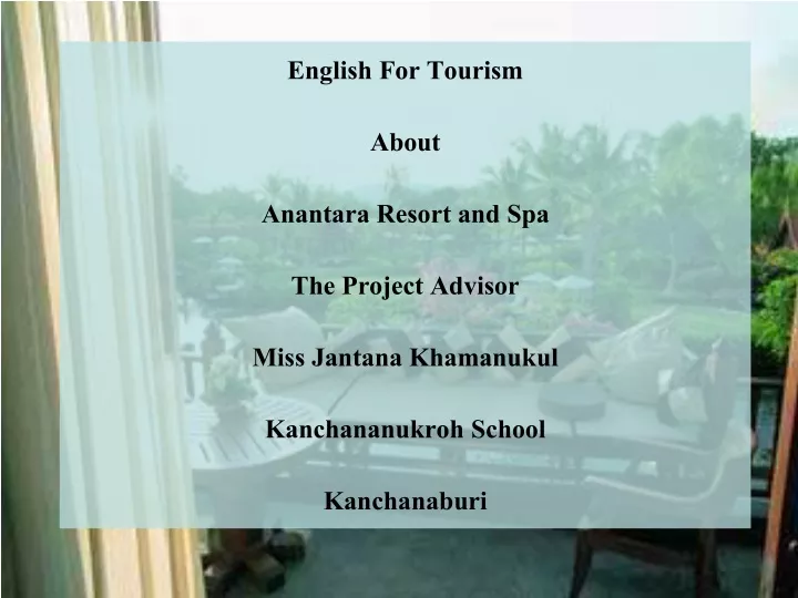 english for tourism about anantara resort