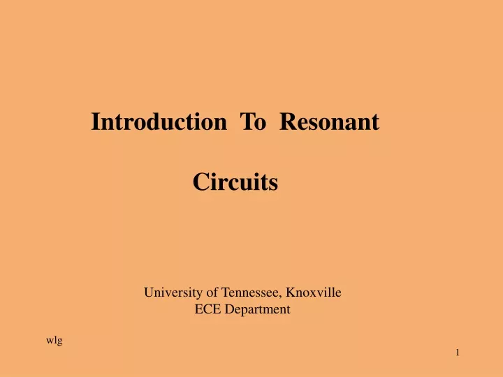 introduction to resonant circuits