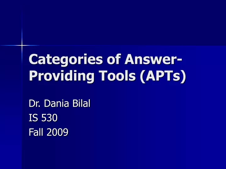 categories of answer providing tools apts