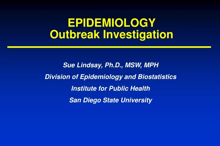 epidemiology outbreak investigation