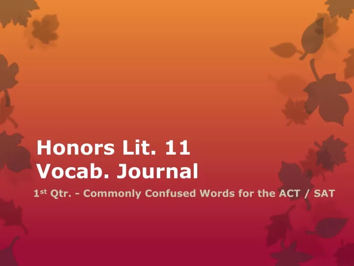 honors lit 11 vocab journal