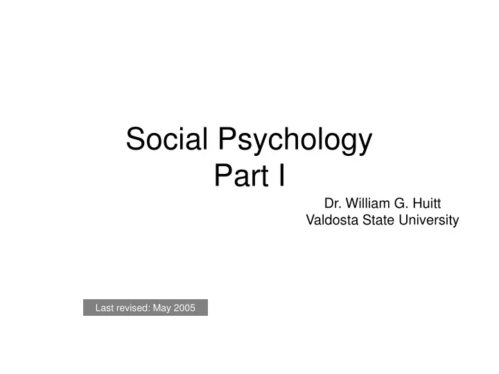 social psychology part i