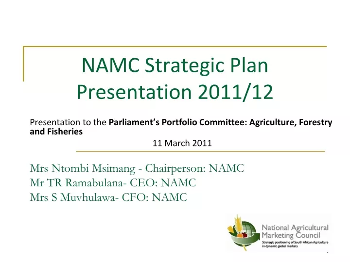 namc strategic plan presentation 2011 12