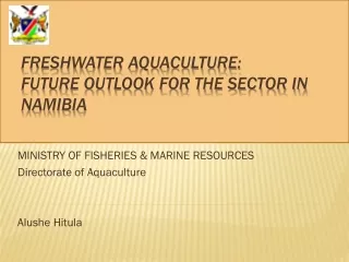 Freshwater Aquaculture:  Future outlook for the sector in Namibia