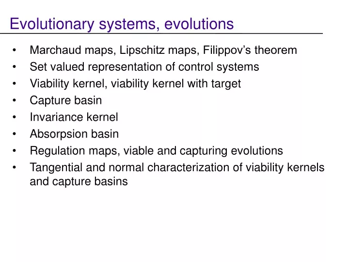 evolutionary systems evolutions