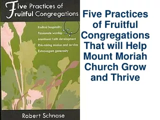 Five Practices of Fruitful  Congregations That will Help Mount Moriah Church Grow and Thrive