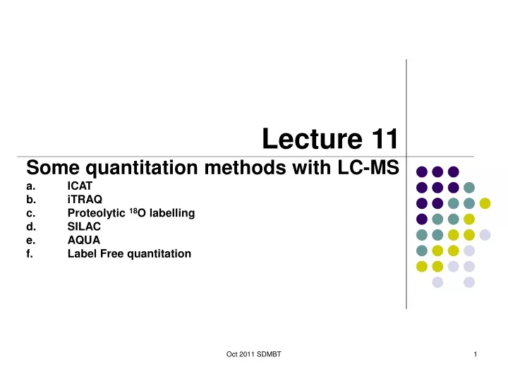 lecture 11 some q uantitation methods with