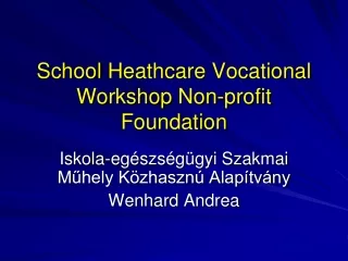 School Heathcare Vocational Workshop  Non-profit  Foundation