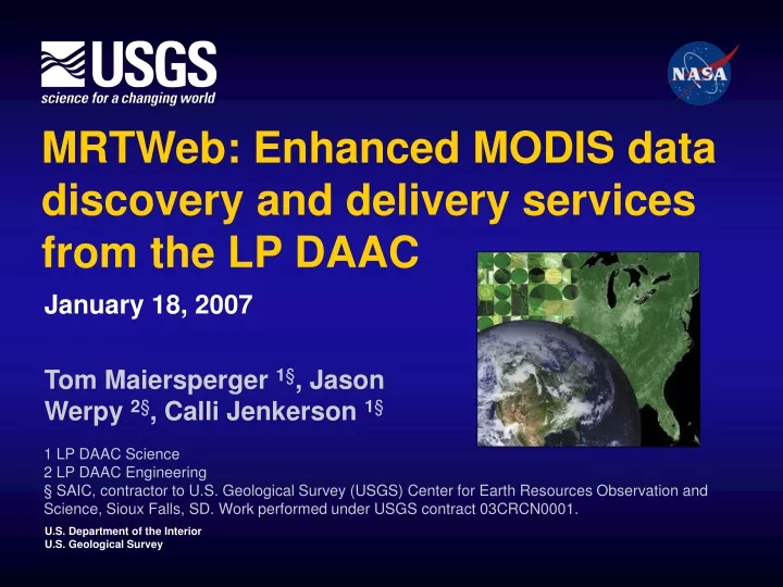 mrtweb enhanced modis data discovery and delivery services from the lp daac