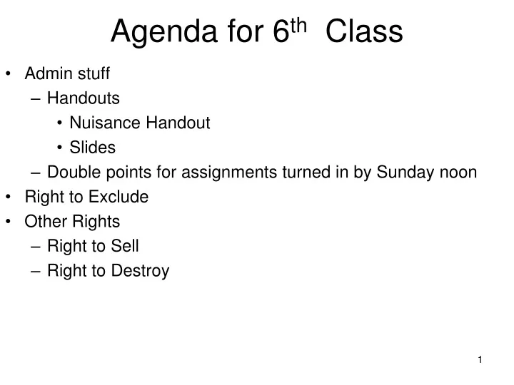 agenda for 6 th class
