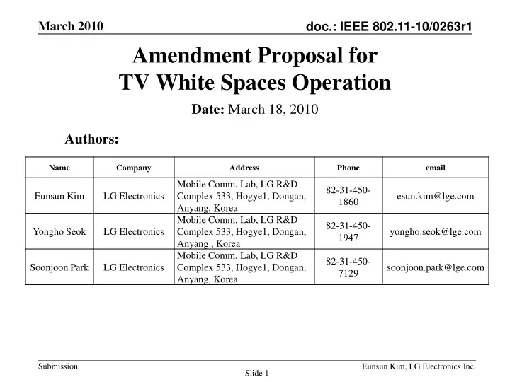 amendment proposal for tv white spaces operation