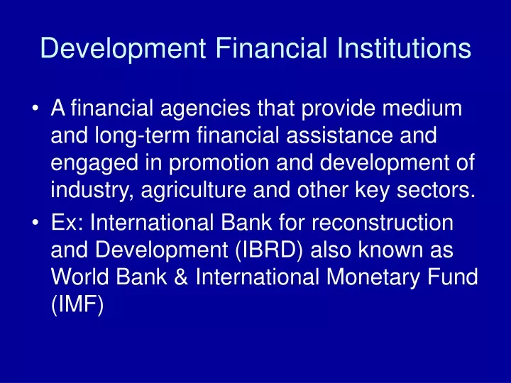 development financial institutions
