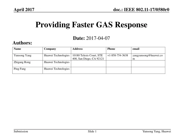 providing faster gas response