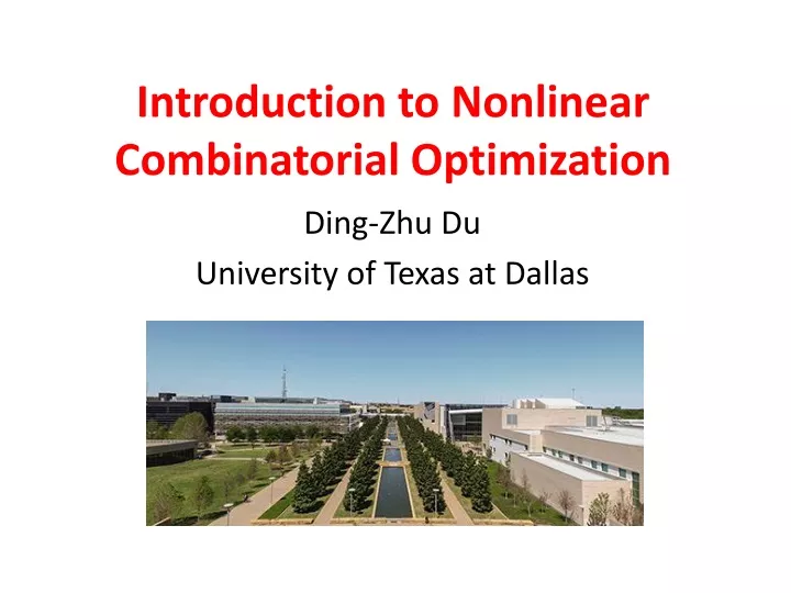 introduction to nonlinear combinatorial optimization