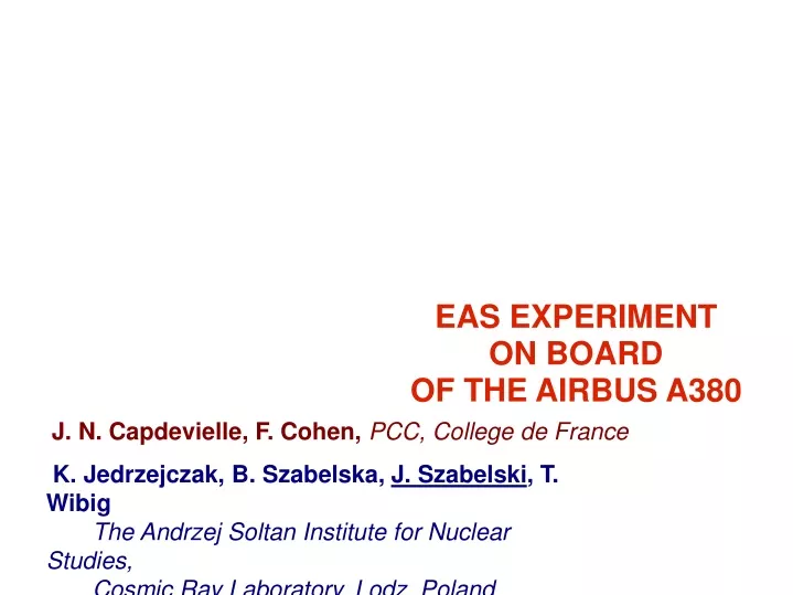 eas experiment on board of the airbus a380