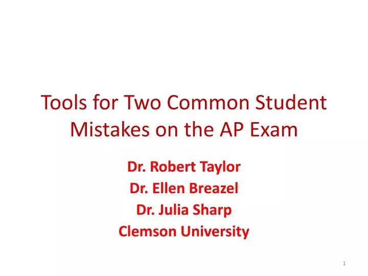 tools for two common student mistakes on the ap exam