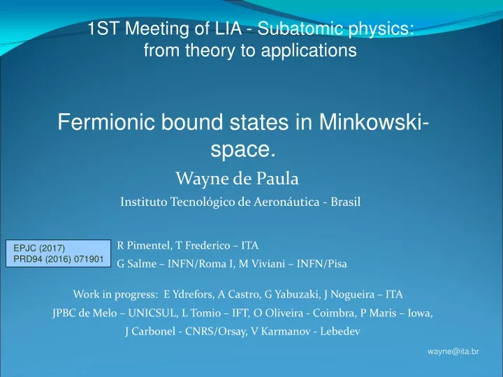 1st meeting of lia subatomic physics f rom theory