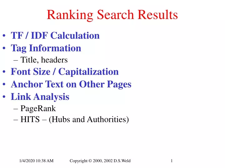 ranking search results