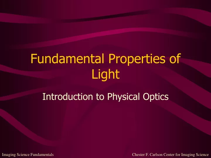 fundamental properties of light