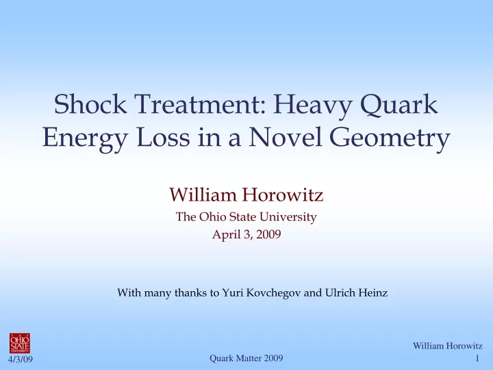 shock treatment heavy quark energy loss in a novel geometry