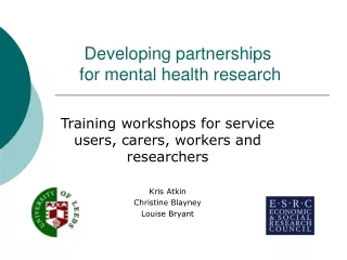 Developing partnerships  for mental health research