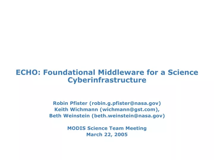 echo foundational middleware for a science