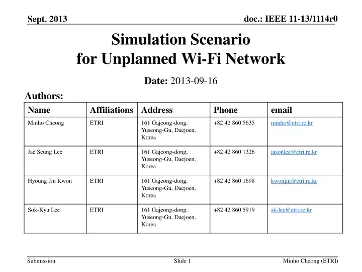 simulation scenario for unplanned wi fi network