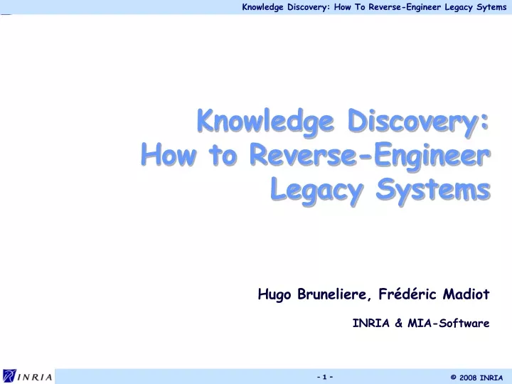 knowledge discovery how to reverse engineer