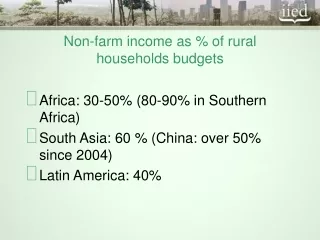 Non-farm income as % of rural households budgets