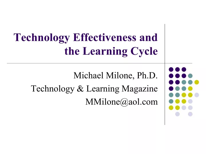 technology effectiveness and the learning cycle