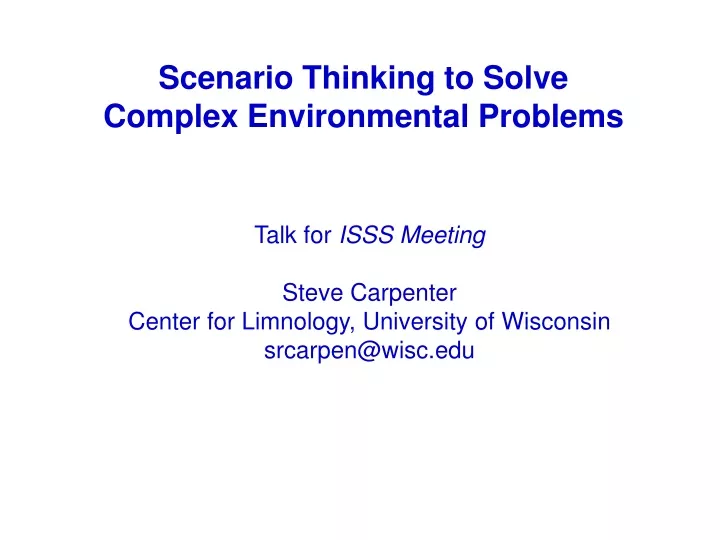 scenario thinking to solve complex environmental
