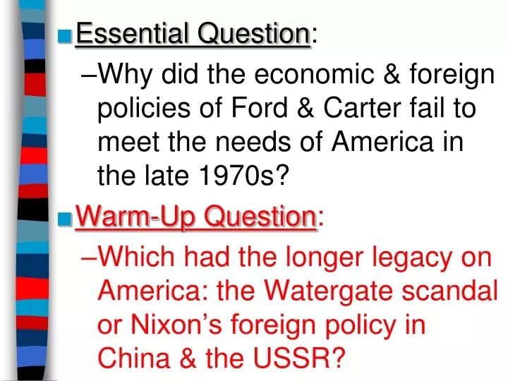 essential question why did the economic foreign