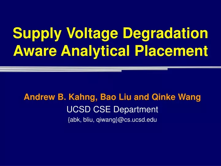 supply voltage degradation aware analytical placement