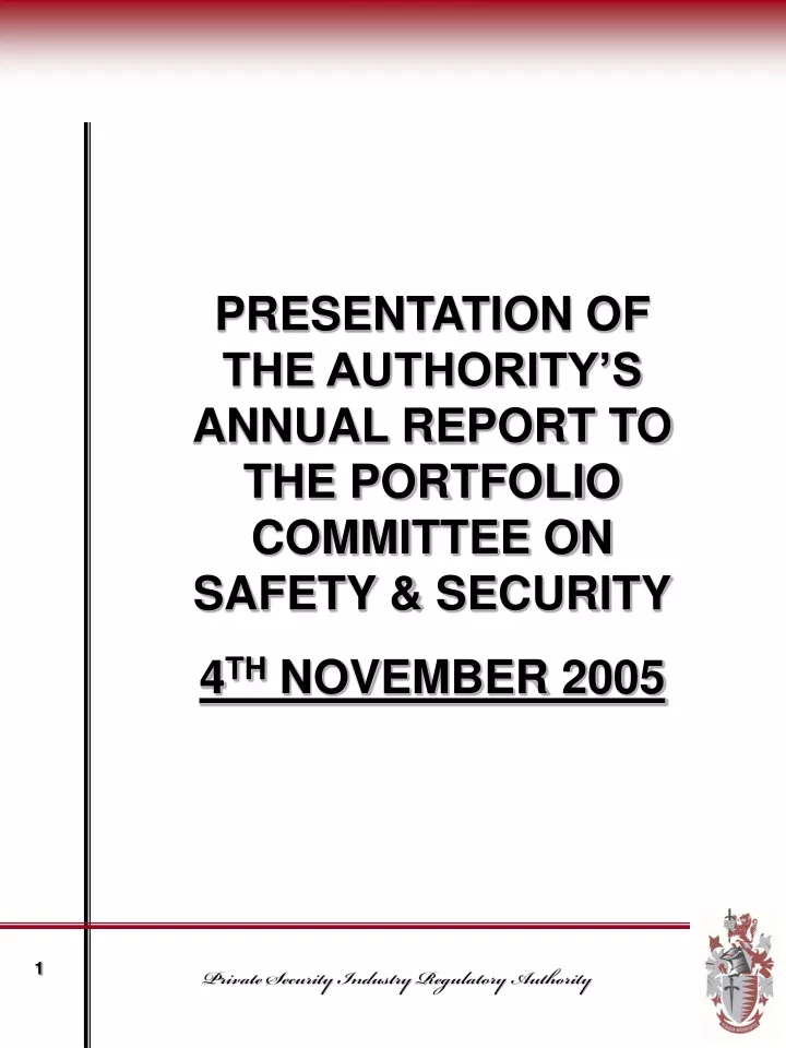 presentation of the authority s annual report