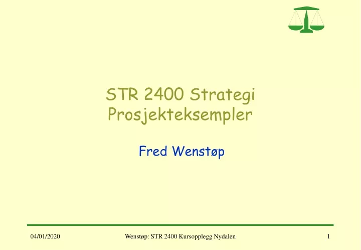 str 2400 strategi prosjekteksempler