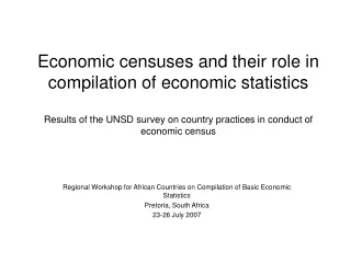 Regional Workshop for African Countries on Compilation of Basic Economic Statistics