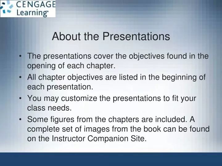 about the presentations