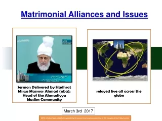 Matrimonial Alliances and Issues